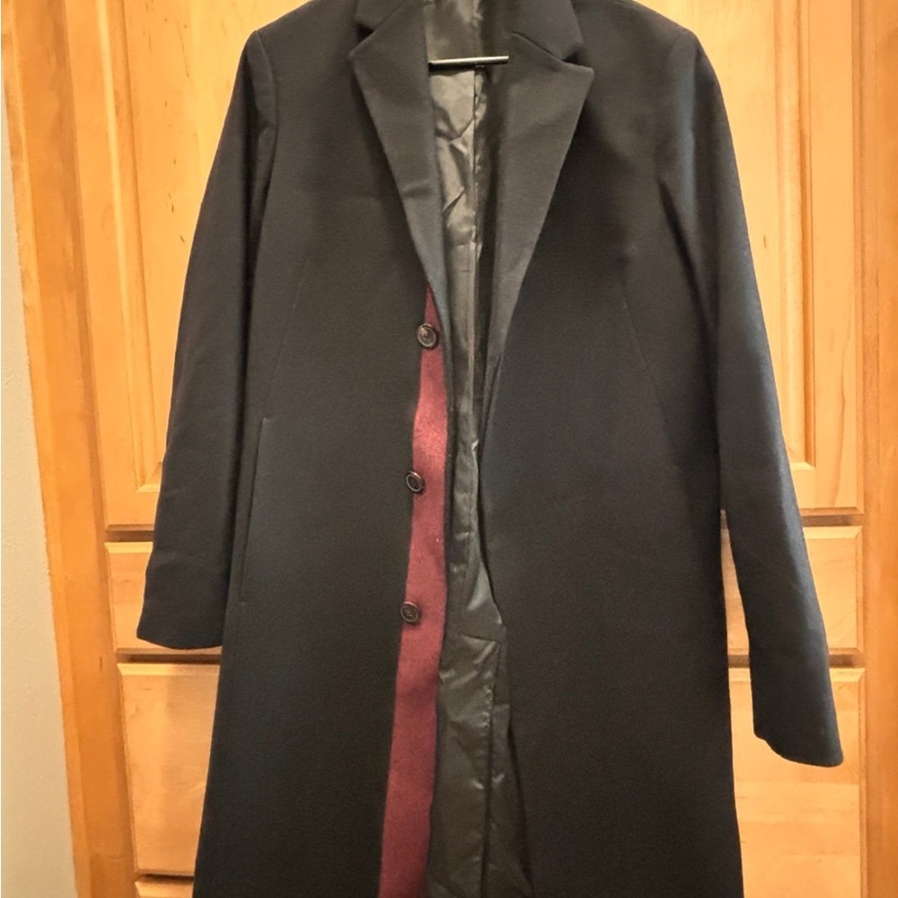 Theory men’s bower with stripe wool top coat